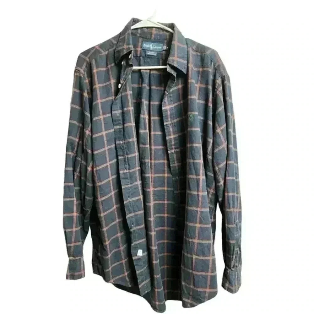 Ralph‎ Lauren Blaire Flannel Cotton Button Down Plaid Shirt Size Medium